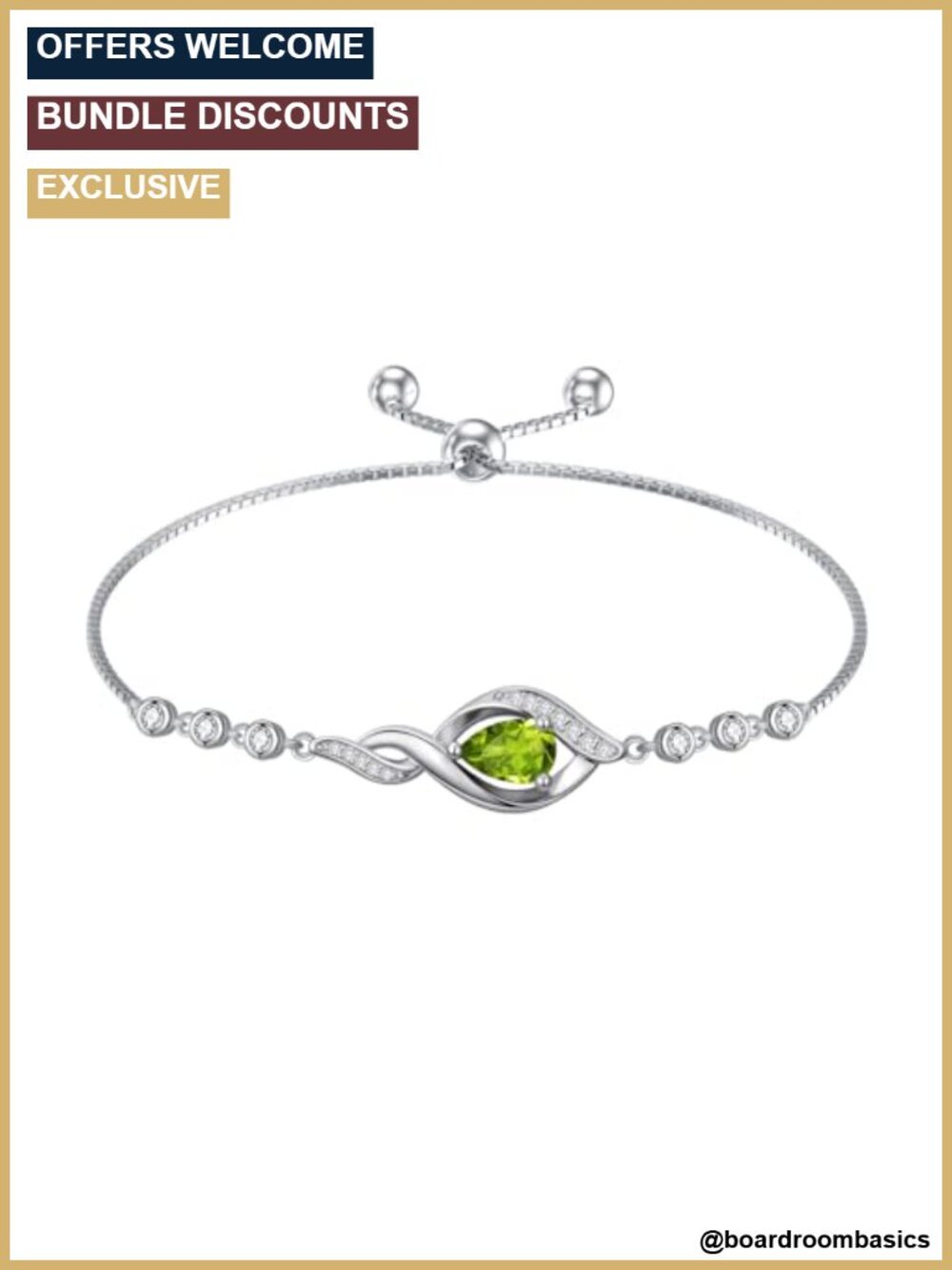 Sterling Silver Infinity Birthstone Link Bracelet Adjustable Chain Jewelry Gift